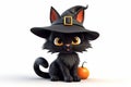 Enchanting feline charms 3d cartoon witch black cat with pumpkin