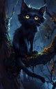 Enchanting Feline: A Princess Kitty\'s Nighttime Perch on a Strik