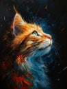 Enchanting Feline: A Stunning Fusion of Colors in a Nebulae-insp Royalty Free Stock Photo