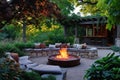 Enchanting Fire pit outdoor. Generate Ai Royalty Free Stock Photo