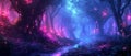 Enchanting Forest Bathed In Ethereal Neon Lights A Surreal Fantasy Realm