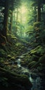 Enchanting Forest Creek: A Captivating Oasis Painting