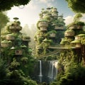 Enchanting Forest with Floating Abodes