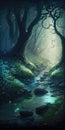 Enchanting Forest Glade Magical Atmosphere Smartphone Phone Wallpaper. Generative AI