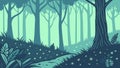 Enchanting Forest Landscape with Tall Trees, vector design Generative AI Royalty Free Stock Photo
