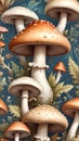 Enchanting Forest Mushrooms Pattern Royalty Free Stock Photo