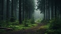 Enchanting Forest Path: A Spectacular Dark Green And Emerald Landscape