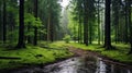 Enchanting Forest In Wales: A Romantic Landscape Of Green Moss And Mist