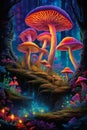 Enchanting Fungi Fantasia: A Vibrant Blacklight Journey Through