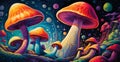 Enchanting Fungi Fantasy: A Colorful Journey through a Mushroom