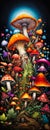 Enchanting Fungi: A Vibrant Night in the Jungle Canopy