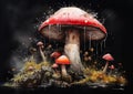 Enchanting Fungi: A Vivid Illustration of Poisonous Red Cap Mush