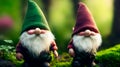 Enchanting garden gnome in spring forest Generated Image