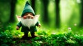 Enchanting garden gnome in spring forest Generated Image