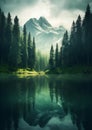 Enchanting German Landscapes: A Mysterious Mountain Lake in the Royalty Free Stock Photo