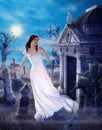 Enchanting Ghost Grief of Love Lost Spooky Cemetary Royalty Free Stock Photo