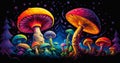 Enchanting Glow: Exploring the Mushroom City in a Red Dream Worl