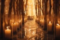 Enchanting Glow: Festive Candles Illuminate the Corridor in a Holiday Wonderland
