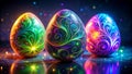 Enchanting GlowintheDark Easter Eggs Neon Swirls and Sparkle for a Magical Celebration Royalty Free Stock Photo