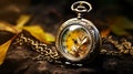 Enchanting Golden Pocket Watch Amidst Fantasy Realism Royalty Free Stock Photo