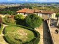 Enchanting Govone castle`s view, Piedmont region, Italy. Art, architecture, history and urban design