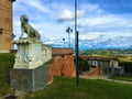 Enchanting Govone castle`s view, Piedmont region, Italy. Art, architecture, history and urban design