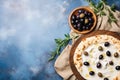Enchanting Greek Cuisine Flat Lay with Olives and Feta Royalty Free Stock Photo
