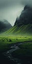Enchanting Green Field In Iceland With Moody Color Schemes