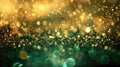 Enchanting Green and Gold Bokeh Lights Background Royalty Free Stock Photo