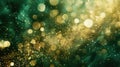 Enchanting Green and Gold Bokeh Lights Background Royalty Free Stock Photo