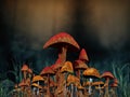 Enchanting grouping of mushrooms and fungi Royalty Free Stock Photo