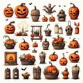 Enchanting Hand-Painted Halloween Clipart Collection - Professional Digital Art