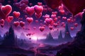 Enchanting Heart magenta balloon love. Generate Ai Royalty Free Stock Photo