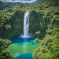 Enchanting hidden lake and waterfall.