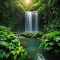 Enchanting hidden lake and waterfall.