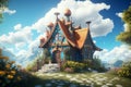 Enchanting House in dreamland. Generate Ai