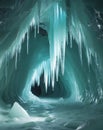 Enchanting Ice Cave With Numerous Icicles Hanging Down Royalty Free Stock Photo