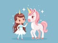 Little Girl and Her Unicorn Companion