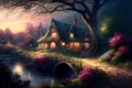 An enchanting illustration of a fairytale fantasy world, featuring magical landscapes, and a dreamy atmosphere