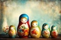 Colorful Matryoshka Dolls Family