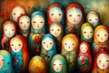 Colorful Matryoshka Dolls Family Background