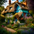 Enchanted Forest Dwelling: Illustration of a Fairytale Cottage in the Woods