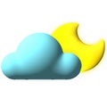 An enchanting illustration of a serene blue cloud adorned by a radiant yellow moon. night sky.