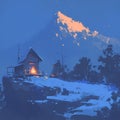 Remote Cabin in the Mountains - A Winter Retreat Royalty Free Stock Photo