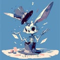 Eerie Animated Skeleton Rabbit, 95 Characters Royalty Free Stock Photo