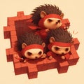 Charming Hedgehogs: Cute, Adorable, and Ready for Action! Royalty Free Stock Photo