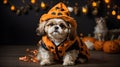 Magical Moments: An Enchanting Capture of an Adorable Shih Tzu in a Charming Halloween Costume