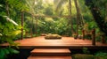 An enchanting image of a luxurious outdoor yoga sanctuary,