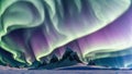 An Enchanting Image Of A Mountain With A Green And Purple Aurora Bore AI Generative