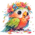 enchanting image of a radiant parrot japanese cute manga style by AI generated